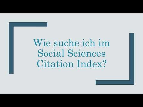 Wie suche ich im Social Sciences Citation Index?