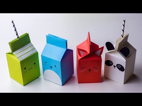 How To Make Origami Milk Box | Paper Craft | DIY