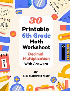 30 Printable 6th Grade Math Worksheets | Decimal Multiplication With Answer Keys | Instant Download PDF - Etsy Australia
