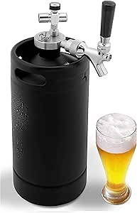NutriChef Pressurized Growler Tap System, 128oz Powder Coated Mini Keg Dispenser Portable Kegerator Kit, Co2 Pressure Regulator Keeps Carbonation for Craft Beer, Draft and Homebrew