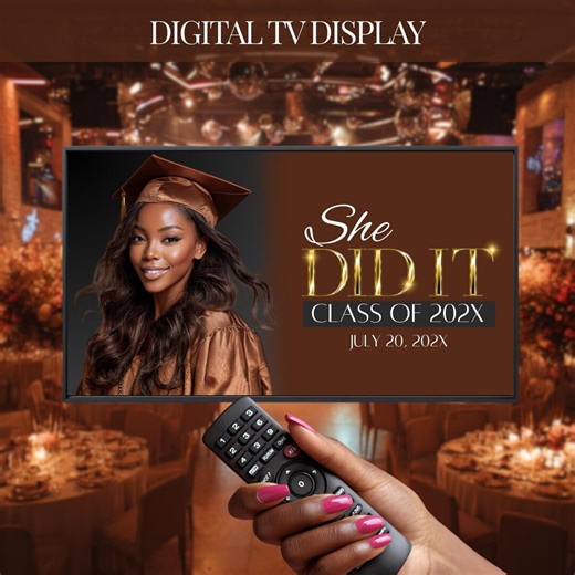 Graduation TV Frame Display Template, Brown Class of 2026 Screen Sign, Editable Digital Welcome Display, Instant Download - Etsy