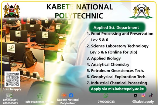 Apply for May 2025 intake online through mis.kabetepoly.ac.ke | Kabete National Polytechnic