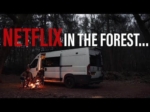 Off Grid Van Internet Setup (Movie Night In the Forest)