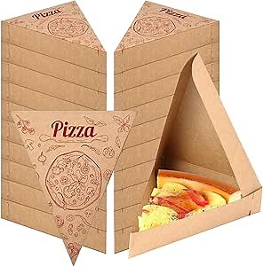 36 Pcs Pizza Slice Boxes Disposable Individual Pizza Slice Tray 9.65 x 7.28 x 1.77 in Single Container Holder for Birthday Wedding Party Supplies (Kraft)