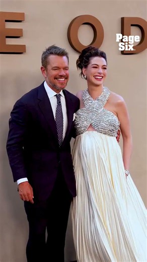 Matt Damon and Anne Hathaway were all smiles at "The Odyssey" premiere in NYC ✨ #shorts