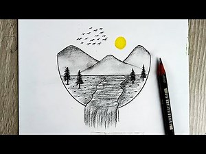 رسم سهل | تعليم رسم سهل | رسم منظر طبيعي بقلم الرصاص | تعليم الرسم | rsm | رسم مناظر