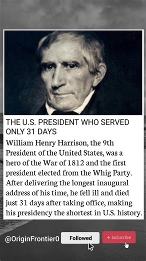 The U.S. President Who Served Only 31 Days