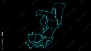 Animated Outline Map of Republic of the Congo with Departments