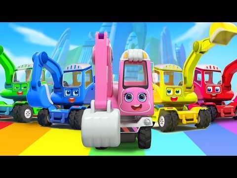 Learn Numbers with Ten Excavators | Learning Vehicles | Nursery Rhymes | BabyBus - Cars World