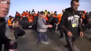French police slash a small boat just before it leaves for the UK. This is the first time this method has been used by French authorities to stop the departure of small boats across the English Channel. | London & UK Street News