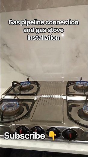 Gas pipeline connection 4 burner gas stove installation done ✅ #gastechnician #burner #cleanburning