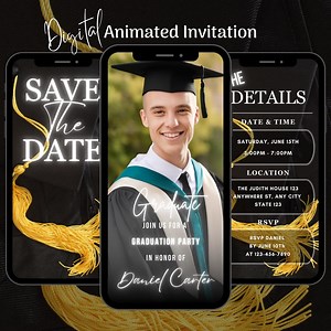 Animated Black Graduation Invitation: Editable Video Template (digital Download) - Etsy