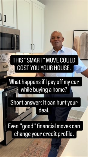 Evangeline Cloud | Wife • Mom • Yama(Grandma)of 3 on Instagram: "Closed accounts. Score shifts. New underwriting conditions. During underwriting, ANY change matters. Before you pay anything off, open anything new, or move money around… Talk to your Realtor first. See details below 👇 ⸻ Most buyers don’t realize this until it’s almost too late. Paying off a car sounds responsible — and long term, it is. But during the home buying process, it can actually work against you. When you pay off a loan,