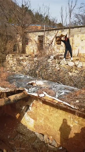 Skilled Workers Demolish an Old Structure with Simple Tools 🏗️