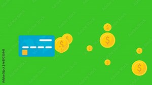 Effortlessly depict money transfer and online payment with animated Credit Card Payment video. High-quality graphics on credit cards, Dollar coins, and more on Adobe Stock, Green screen animated video