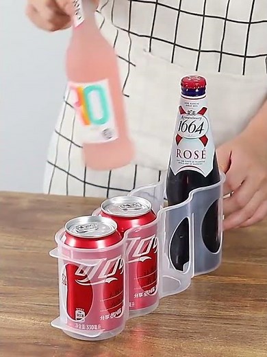 Organizador de Latas Kitchen Easy com quatro Divisórias #casaorganizada #organizadores #geladeira