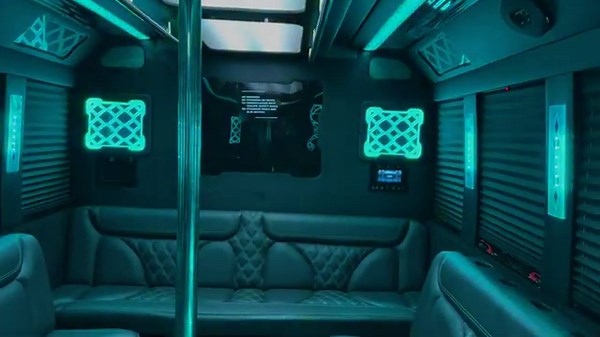 Want Limo | 20 passenger White Party Bus | Quinceanera, Bachelorette, Wedding | OC & IE Limo Service