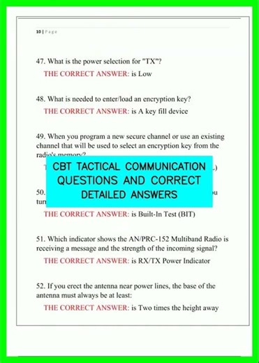 CBT TACTICAL COMMUNICATION QUESTIONS AND CORRECT DETAILED ANSWERS video