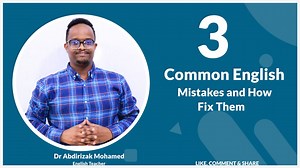 2.1K reactions · 115 shares | Dr. Abdirisaaq - 3 Common English mistakes and how to fix them. Waxa socota isdiwangelinta fasallo cusub oo English ah, waxaanan samaynay qiimo dhimis balaadhan, si aad macluumaad uhesho nagala soo xidhiidh numberada hoose. Direct call/WhatsApp: +252 63 630 3614 - Faadumo +252 63 735 0301 - Cawo +252 63 713 8715 - Cabdiqani | Grand Online Academy | Facebook
