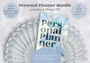 Printable and Fillable Planner, Personal Planner Bundle, Daily, Weekly, Monthly Planner, Goal, Fitness, Travel, Home, Budget, Project. - Etsy Canada