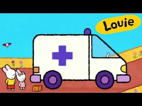 Ambulancia - Louie dibujame una Ambulancia | Dibujos animados para niños