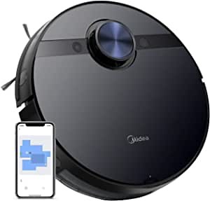 Midea M7 (LDS) Robot Vacuum Cleaner, 4000Pa Strong Suction Power Vacuum Cleaner with Mopping Function, Self-Charging Vacuum Cleaner, Route Planning, for Animal Hair/ Floors/ Carpets, 5200mAh, Black