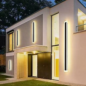 2Pack-23.6INCH Long Outdoor LED Wall Lights,18W Waterproof IP65 Warm White 120V LED Wall Mount Light Fixture Acrylic Black Exterior Wall Lights for House Courtyard Balcony Porch