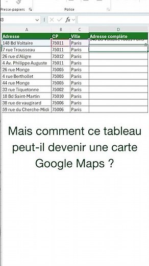 Créer une CARTE sur GOOGLE MAPS avec une formule EXCEL ?
