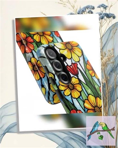 Wildflower Stained Glass Samsung Galaxy Tough Phone Case