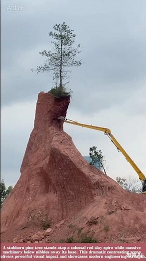 The Loneliest Tree: Excavators Demolishing a Red Earth Pillar to the Last Inch