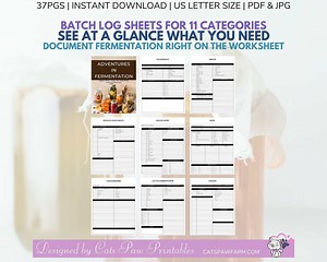 Adventures in Fermentation: Logbook, Planner, Tracker, Info Resource, Recipe Sheets, Journal & Coloring Pages - Etsy