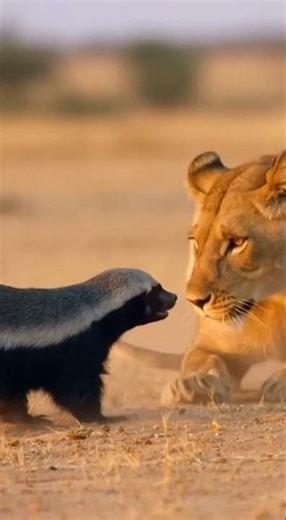 The Bravery of a Honey Badger! 🦡 vs 🦁 #Wildlife
