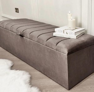 Ottoman Storage Box Engineered Wood Panel Style Luxurious Plush Velvet Ottoman Storage Bench Perfectly Designed Ottoman for Bedroom Storage - Etsy UK