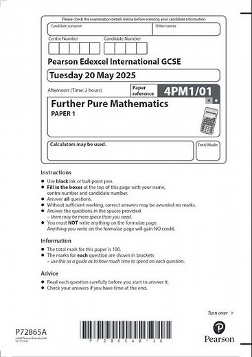 JUNE 2025 Pearson Edexcel IGCSE Further Pure Mathematics PAPER 1 & 2 QUESTION PAPERS & MARK SCHEMES