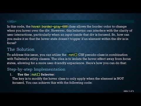 How to Use Tailwind CSS to Disable Hover State When Input is in Focus