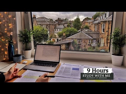9 HOUR STUDY WITH ME | Background noise, 10-min Break, No music, Study with Merve