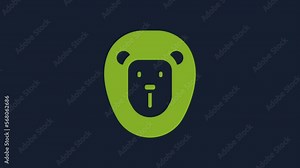 Yellow Wild lion icon isolated on blue background. 4K Video motion graphic animation