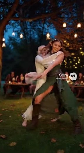 Two female elf's dancing