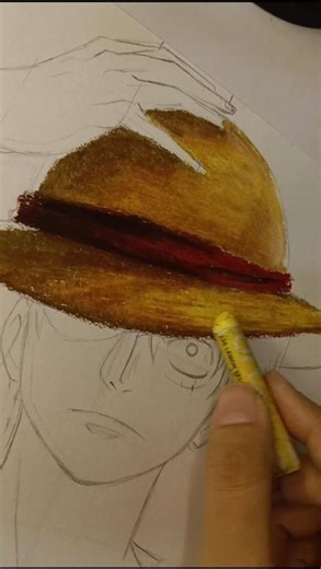 Luffy Drawing |Easy oil pastel drawing🔥#shorts#drawing #art #anime #shortsfeed