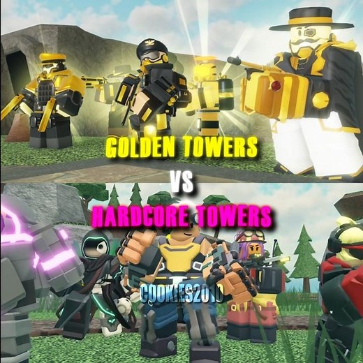 GOLDEN TOWERS VS HARDCORE TOWERS IN TDS!