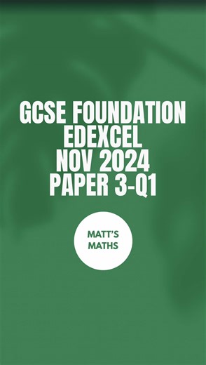 GCSE Maths Edexcel Foundation Paper November 2024 - Paper 3 Q1 #maths #gcsemaths #mattsmaths #gcsefoundation #exams