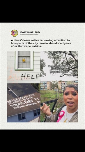 I Said What I Said Media on Instagram: "A New Orleans native is drawing attention to how parts of the city remain abandoned years after Hurricane Katrina. While standing near deteriorating apartment buildings, she says, “New Orleans is STILL recovering from Hurricane Katrina.” Reflecting on growing up in the area, she adds, “To grow up around here and to see that this place has, like, literally become abandoned like that… that is insane. Real insane.” Her video highlights how long-term recovery 