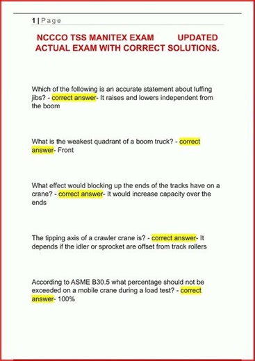 Nccco Tss Manitex Exam Updated Actual Exam With Correct Solu video
