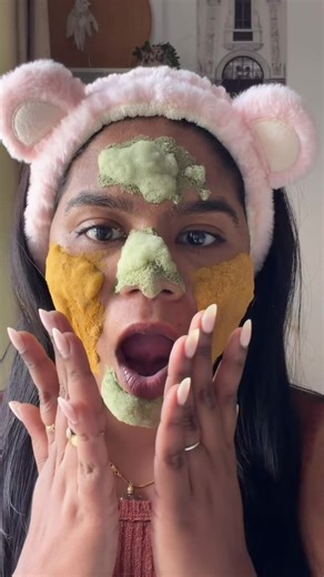 The craziest bubbling mask from @P.CALM 🍀💛 💛 Turmeric BHA for clearing out datk spots and dull skin 💚 Holy Basil PHA for clogged pores and bumpy skin Now available at @YesStyle Use DANADIE06 for 10% off Link in bio 🔗 #yesstyleinfluencers #pcalmbubbledeep #holybasilmask #turmericmask