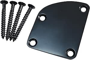 Guitar Neck Plate Curved Neck Plate Neck Joint Plate Electric Guitar Part Replacement for Telecaster Neck Tele Neck Strat Neck Stratocaster Neck Bass Neck Electroplated Black