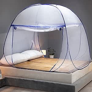 Mosquito Net for Bed, Folded Size 12 inch Portable Camping Travel Mosquito Net, Pop Up Mosquito Tent with Double Entry for King Queen Size Bed (Folded 17 Inch, 47"x75"x57")