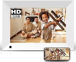 BSIMB 32GB WiFi Digital Picture Frame, Digital Photo Frame Smart Electronic Picture Frame with 1280x800 IPS HD Touchscreen, Motion Sensor, Auto-Rotated, Wall-Mounted, Send Photos from Anywhere