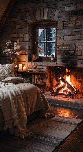 4K Relaxing Fireplace with Snowfall — Sleep & Chill ASMR