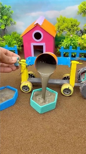 😱Real Working Mini Tractor Making CementPillar| Amazing DIY Construction Machine🚜#shorts