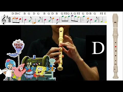 Krusty Krab music on Recorder - Easy Tutorial for Beginners (The Rake Hornpipe)